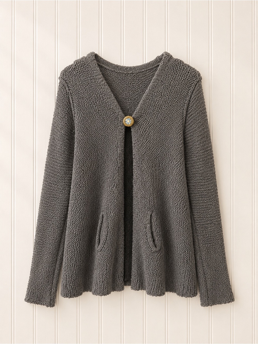 Gray Free People Sweater Cardigan